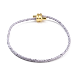 лаванда Изготовление плетеных круглых браслетов из искусственной кожи, с золотыми тонами латунных бус, лаванда, внутренний диаметр: 2-7/8 дюйм (7.45 см)