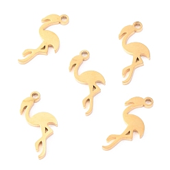 Золотой 304 подвески из нержавеющей стали, лазерная резка, фламинго, золотые, 15x7.5x1.1 мм, отверстие : 1.2 мм