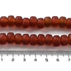 Brown Handmade Nepalese Lampwork Beads, Frosted, Column, Brown, 10x6.5~7mm, Hole: 2.8mm, about 94pcs/strand, 25.39''(64.5cm)