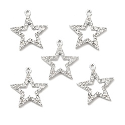 Кристалл Подвески из сплава и страза, подвески со звездами платинового тона, кристалл, 23x21x2 мм, отверстие : 1.6 мм