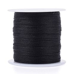 Black Polyester Braided Metallic Thread, for DIY Braided Bracelets Making and Embroidery, Black, 0.4mm, 6-Ply, about 54.68 yards(50m)/roll
