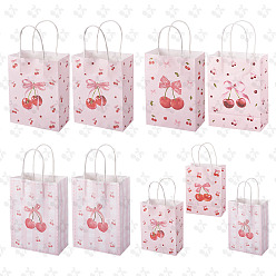 Розовый 9шт. 3 стили бумажных сумок для хранения с принтом вишни, пакеты для шоколада, конфеты, печенье подарочная упаковка, прямоугольные, туманная роза, 15~16x8x29~30 см, 3 шт / стиль