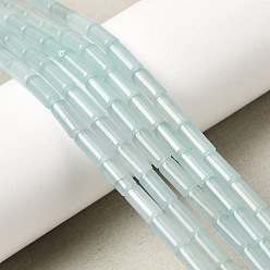 Светло-Синий Бусины из натурального белого нефрита, колонка, окрашенные, голубой, 8~8.5x4 мм, отверстие : 0.8 мм, около 46~47 шт / нитка, 15.35''~15.55'' (39~39.5 см)