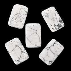 Говлит Естественно Howlite большие кулоны, прямоугольник амулеты, 54~55x34~35.5x6~7 мм, отверстие : 1.6~1.8 мм