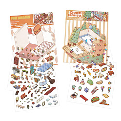 Colorful PET Plastic Picture Stickers, Decorative Stickers, House, Colorful, 21x18mm