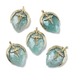 Амазонит Природные подвески амазонит, С нахождением латуни и кубическим цирконием, подвески в форме клубники, крыло, крестик, граненые, 25.5x18x7.5 мм, отверстие : 1.6 мм