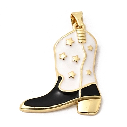 Белый Латунь эмаль подвески, брелоки для ботинок, без кадмия и без свинца, долговечный, стойки покрытие, реальный 18 k позолоченный, белые, 27x23x4 мм, отверстие : 5x3.5 мм