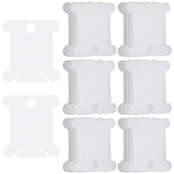 Прозрачный 200шт. ПВХ-пластиковые доски для намотки нитей, бобины для ниток, для вышивки крестиком, хлопчатобумажной нитью, рукоделием, сделай сам, для хранения шитья, кость, прозрачные, 38.5x35x1 мм, отверстие : 6.5 мм