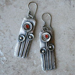 Античное Серебро Висячие серьги из сплава со стразами в национальном стиле, прямоугольные, античное серебро, 45 мм