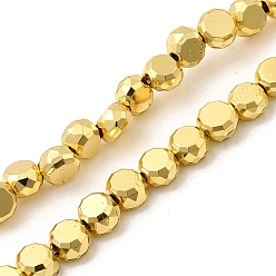 с Золотистым Покрытием Стеклянные бусины с гальваническим покрытием , барабан, граненые, с золотым покрытием, 5.5x3.5 мм, отверстие : 1 мм, около 86~88 шт / нитка, 16.14~16.54'' (41~42 см)