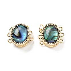 Настоящее золото 18K Латунные магнитные застежки, с оболочкой, без кадмия, без никеля и без свинца, овальные, 3 нитей, 6-дырка, синие, реальный 18 k позолоченный, 14.5x12.5x6.5 мм, отверстие : 1.1 мм