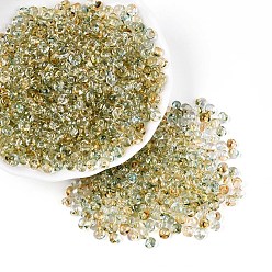 Темный Хаки 6/0 стеклянные бусины градиентного цвета, прозрачные цветные бахрома каплевидные бусины, Темный хаки, 5x4x4 мм, отверстие : 1.2 мм, Около 4500 шт / фунт