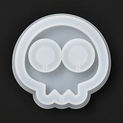 White DIY Skull Shaker/Quicksand Jewelry Silicone Statue Molds, Resin Casting Molds, For UV Resin, Epoxy Resin Jewelry Making, White, 82x85x10mm, Inner Diameter: 71x73mm
