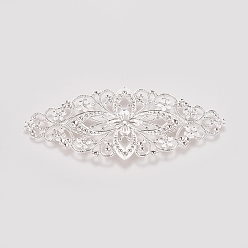 Серебро Латунные филигранные столяры, для самостоятельного создания закладок, цветок, серебряный цвет гальваническим, 82x35x0.8 мм