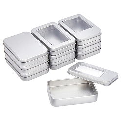 Platinum Tinplate Box, Bead Storage Containers, Storage Box, Rectangle, Platinum, 9x6x1.75cm, 3 style, 6pcs/style, 18pcs/set