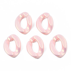 Розовый Окрашен акриловые соединительные кольца, прорезиненный стиль, разъемы для быстрой связи, для изготовления бордюрных цепей, твист, туманная роза, 16x11.5x3 мм, внутренний диаметр: 8 мм, Около 4.5 шт / 2200 г