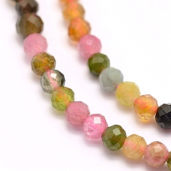 Tourmaline Natural Tourmaline Beads Strands, Grade AA, Faceted, Round, 4mm, Hole: 0.5mm, about 96pcs/strand, 15.7 inch(40cm)