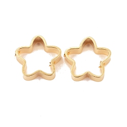 Real 24K Gold Plated Rack Plating Eco-friendly Brass Bead Frames, Lead Free & Cadmium Free, Long-Lasting Plated, Textured, Hollow Flower, Real 24K Gold Plated, 8x8x2mm, Hole: 0.5mm