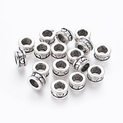Antique Silver Tibetan Style Alloy European Beads, Large Hole Beads, Column, Antique Silver, Lead Free & Cadmium Free, 8x4.5mm, Hole: 5.5mm