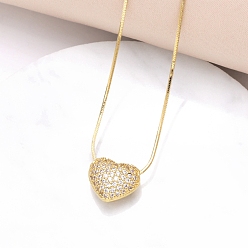 Золотой Ожерелье с кулоном из кубического циркония, сердце, золотые, 18.90 дюйм (48 см)