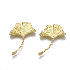 Без Покрытия Латунные подвески, без никеля , гинкго лист, сырой (без покрытия), 43x28x3 мм, отверстие : 1~3x2 мм