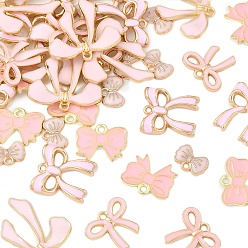 Pink 50 шт 5 стили сплава эмаль подвески, золотые, очарование бантом, розовые, 8.5~26.5x12~26x1~3.8 мм, отверстие : 1.5~2 мм, 10 шт / стиль