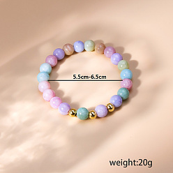 Морганит Браслеты из круглого бисера narual morganite для женщин, внутренний диаметр: 1/4 дюйм (0.55 см) ~ 1/4 дюйм (0.65 см)