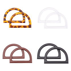 Mixed Color Plastic D Shape Purse Handle, for Bag Handles Replacement Accessories, Mixed Color, 120x85x8mm, Inner: 95x61mm, 4 colors, 2pcs/color, 8pcs/set