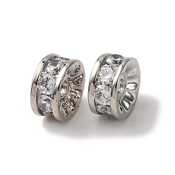 Платина Латунные микро проложить кубического циркония бусы, круглые, стойки покрытие, долговечный, без свинца и без кадмия, платина, 10x5 мм, отверстие : 2.5 мм