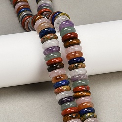 Смешанные камни Природные смешанные камень бисер пряди, рондель, смешанные окрашенные и неокрашенные, 12~12.5x4~4.5 мм, отверстие : 0.8 мм, около 97 шт / нитка, 15.75'' (40 см)