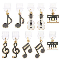 Mixed Shapes 10 шт. 5 стили сплав эмаль мобильный пылезащитный штекер, с пылезащитными заглушками из ПВХ, нотная запись, разнообразные, 25.5~35.5 мм, 2 шт / стиль