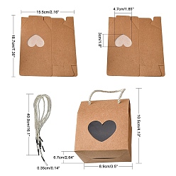 Camel Creative Portable Foldable Paper Box, Wedding Favor Boxes, Favour Box, Paper Gift Box, with Heart Clear Window and Rope Handle, Rectangle, Camel, Box: 10.5x8.9x6.7cm