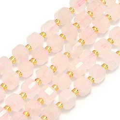 Розовый Кварц Естественно Розовый кварц бисером прядь, граненые, кубические, 6.5~7.5x6.5~7.5x6.5~7.5 мм, отверстие : 1.2 мм, около 43~44 шт / нитка, 15.35''~15.55'' (39~39.5 см)