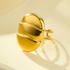 Oval 304 открытые манжеты из нержавеющей стали для женщин, золотые, овальные, овальный : 25.5x19.5 mm, регулируемый