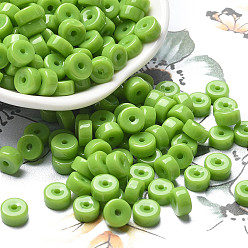 Зеленый газон Стеклянный бисер непрозрачных цветов, колонка, зеленый газон, 6x3 мм, отверстие : 1.4 мм, Около 2027 шт / фунт