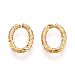 Настоящее золото 18K 304 Быстроразъемные соединения из нержавеющей стали, витое овальное кольцо, ионное покрытие (ip), реальный 18 k позолоченный, 9x7x1.3 мм