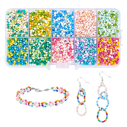 Mixed Color Glass Round Seed Beads Set, with Plastic Rectangle Box, Mixed Color, 1.7~3x1.5~3mm, Hole: 0.8mm, about 7500pcs/box