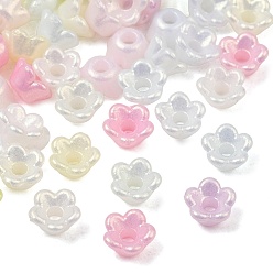 Couleur Mélangete Perles acryliques opaques, éclat doré, fleur, couleur mixte, 4.5x2.5mm, Trou: 1.2mm, environ28571 pcs / 500 g