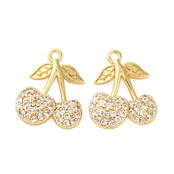 Прозрачный Латунные микро проложить кубического циркония подвески, черри прелести, стойки покрытие, долговечный, без кадмия и без свинца, прозрачные, 16x13x3 мм, отверстие : 1.2 мм