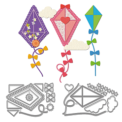 Kite Углеродистая сталь разрезает трафареты, для diy scrapbooking, Фотоальбом, декоративная бумага для тиснения, форма для поздравительных открыток, воздушный змей, 145~165x96~99x0.8 мм, 2 шт / комплект