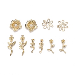 Light Gold 10Pcs Alloy Pendants, Mixed Flower Shape, Light Gold, 10Pcs/Bag