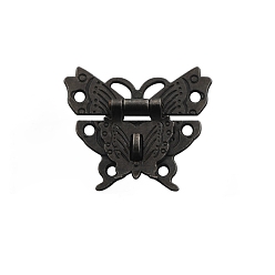 Bronze Antique Fermoirs de verrouillage en alliage, accessoires de boîte à bijoux en bois, papillon, bronze antique, 44x50mm