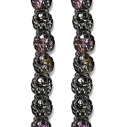 Черный Гальванические стеклянные бусины, лиса, с половиным покрытием, с покрытием цвета радуги, чёрные, 18x18x13.5 мм, отверстие : 1.5 мм, около 40 шт / нитка, 27.17'' (69 см)