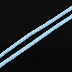 Light Blue Elastic Cord, with Fibre Outside and Rubber Inside, Light Blue, 4.0mm, about 109.36 yards(100m)/bundle