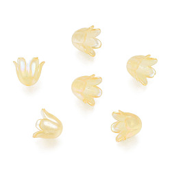 Oro Tapas de perlas de acrílico de gelatina de imitación de pétalos, color de ab chapado, flor, oro, 6 mm, agujero: 11.5x10.5x8.5 mm, Sobre 1.4 unidades / 2100 g