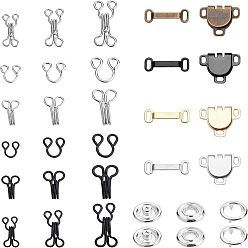 Mixed Color Sewing Kits, Include Brass Bouton Pression Eyelet with Washer, Snap Button, Press Studs, Open Ring Prongs, No Sew Fasteners, Trouser Fasteners, Hooks & Bars, Iron Garment Hook and Eye, Mixed Color, 110set/bag