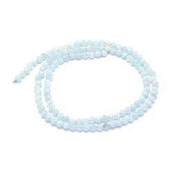 Aquamarine Natural Aquamarine Beads Strands, Faceted, Round, 3mm, Hole: 0.5mm, about 113pcs/strand, 15.35 inch(39cm)