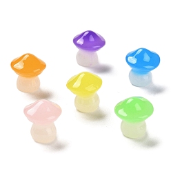 (52) Непрозрачная лаванда Светящийся грибной орнамент из смолы, Светящийся в темноте гриб для украшения стола, разноцветные, 12~12.5x11~11.5x11 мм