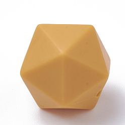 (932FM) Темно-синий аква-матовый с подкладкой Пищевые экологически чистые силиконовые фокусные шарики, икосаэдр, темно-золотистые, 16.5x16.5x16.5 мм, отверстие : 2 мм