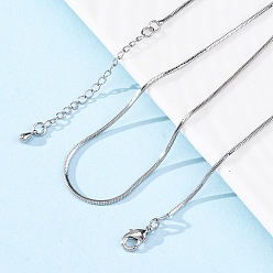 Платина Латунные цепочки-змейки ожерелья для женщин, 304 из нержавеющей стали застежкой омар, стойки покрытие, без свинца и без кадмия, долговечный, платина, 17.72x0.04 дюйм (45x0.1 см)